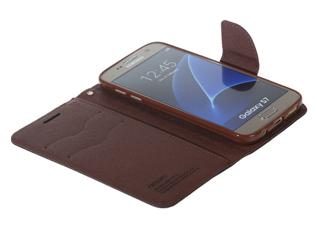 Чехол Mercury Goospery Fancy Diary Case для Samsung Galaxy S7 (черный/коричневый, винилискожа)