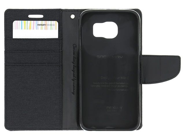 Чехол Mercury Goospery Canvas Diary для Samsung Galaxy S7 edge (черный, матерчатый)