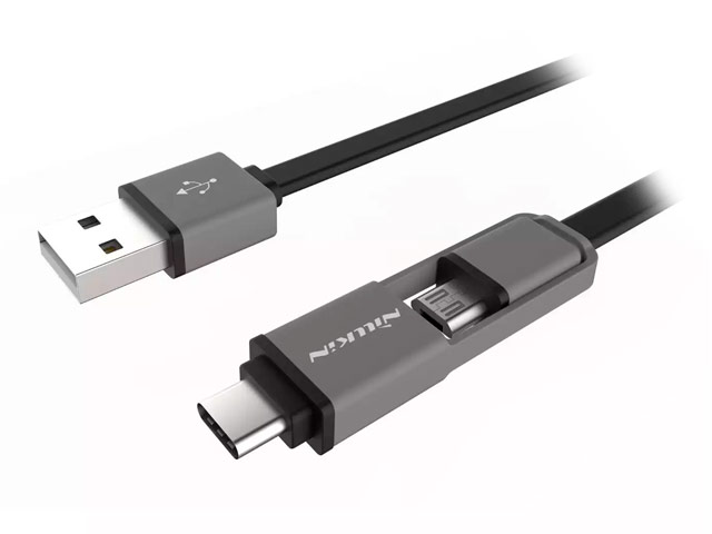 USB-кабель Nillkin Plus Cable универсальный (USB Type C, microUSB, 1.2 метра, черный)