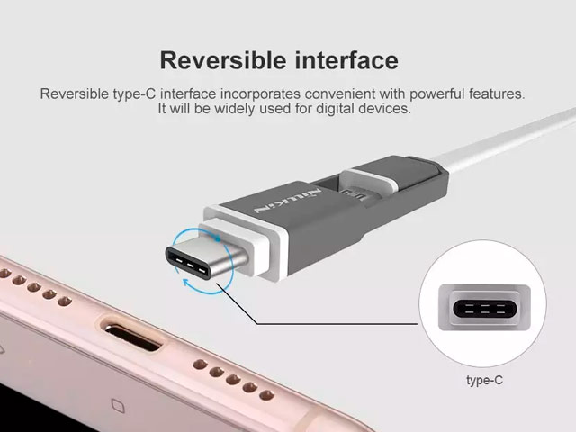USB-кабель Nillkin Plus Cable универсальный (USB Type C, microUSB, 1.2 метра, белый)