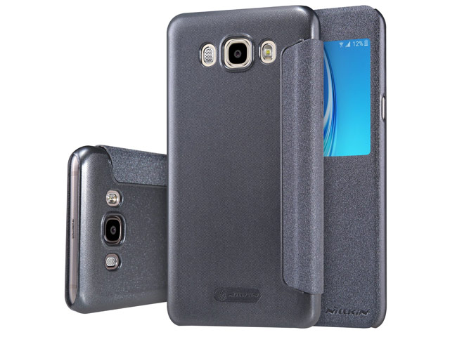 Чехол Nillkin Sparkle Leather Case для Samsung Galaxy J7 2016 J710 (темно-серый, винилискожа)