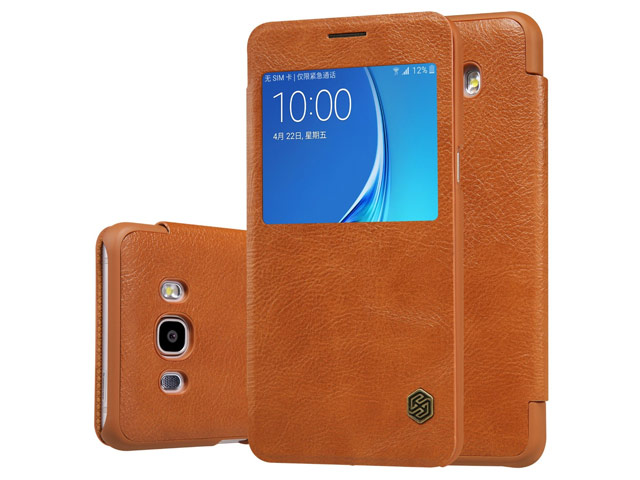 Чехол Nillkin Qin leather case для Samsung Galaxy J7 2016 J710 (коричневый, кожаный)