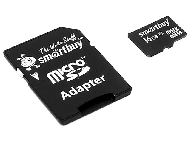 Флеш-карта SmartBuy microSDHC (16Gb, microSD, Class 10, SD-адаптер)