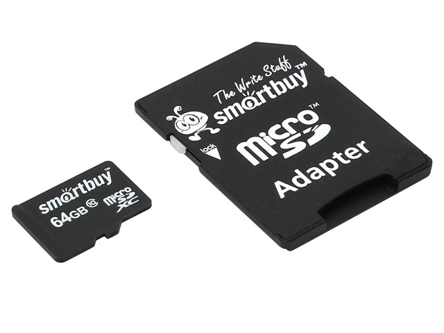 Флеш-карта SmartBuy microSDHC (64Gb, microSD, Class 10, SD-адаптер)