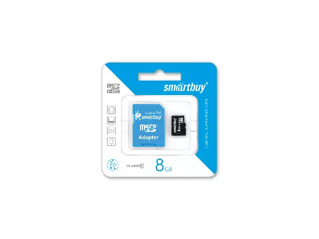 Флеш-карта SmartBuy microSDHC (8Gb, microSD, Class 10, SD-адаптер)