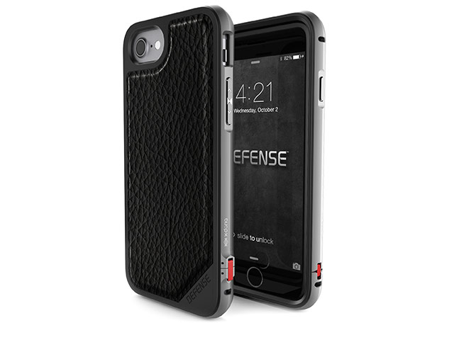 Чехол X-doria Defense Lux для Apple iPhone 7 (Black Leather, маталлический)
