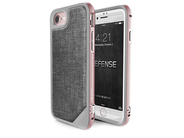 Чехол X-doria Defense Lux для Apple iPhone 7 (Rose Gold Grey Fabric, маталлический)