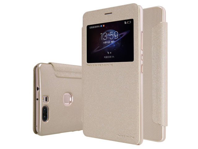 Чехол Nillkin Sparkle Leather Case для Huawei Honor V8 (золотистый, винилискожа)