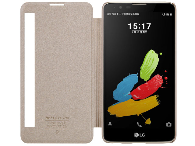 Чехол Nillkin Sparkle Leather Case для LG Stylus 2 (золотистый, винилискожа)