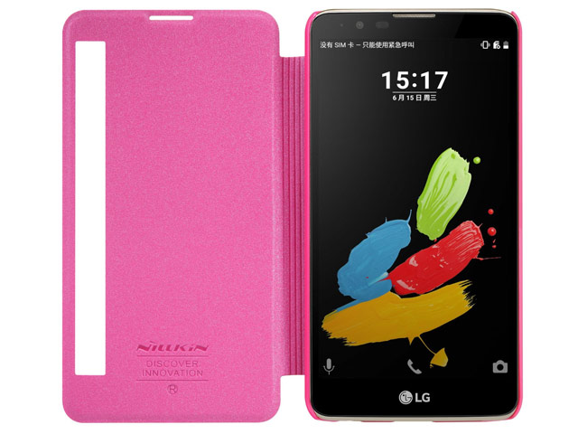Чехол Nillkin Sparkle Leather Case для LG Stylus 2 (розовый, винилискожа)