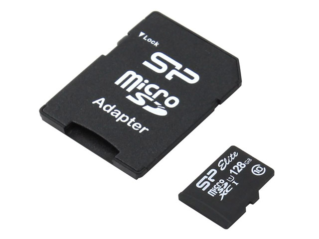Флеш-карта Silicon Power microSDHC Elite (128Gb, microSD, Class 10, UHS-I, 75 MBs, SD-адаптер)