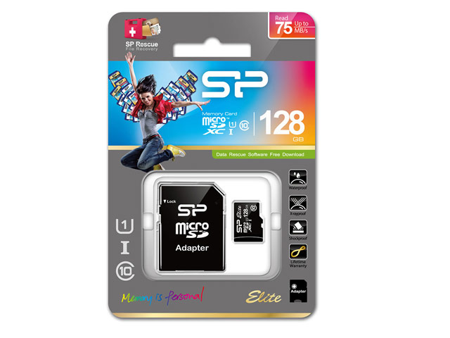 Флеш-карта Silicon Power microSDHC Elite (128Gb, microSD, Class 10, UHS-I, 75 MBs, SD-адаптер)
