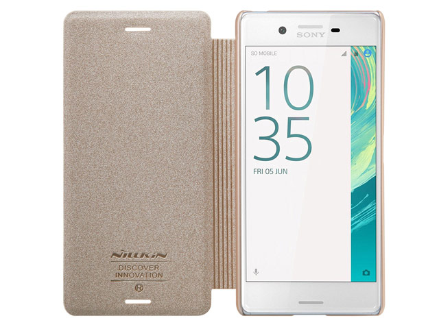 Чехол Nillkin Sparkle Leather Case для Sony Xperia X (золотистый, винилискожа)