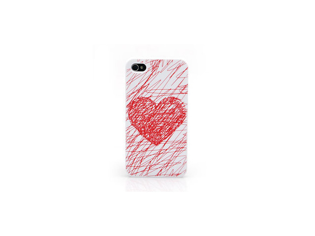 Чехол KissKin Doodle Back case для Apple iPhone 4/4S (Heart, пластиковый)