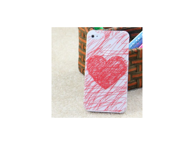 Чехол KissKin Doodle Back case для Apple iPhone 4/4S (Heart, пластиковый)