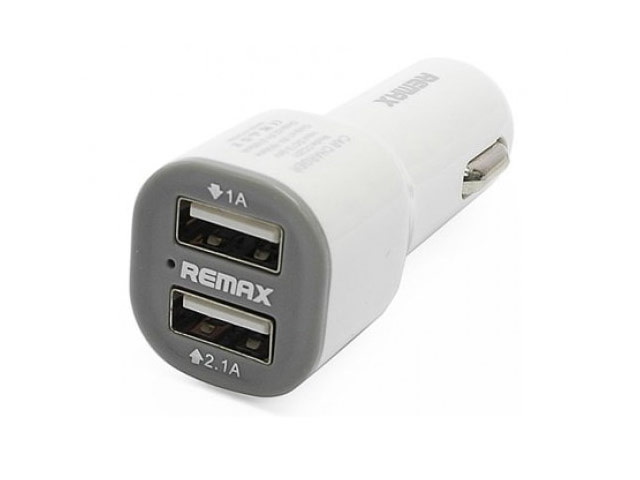 Зарядное устройство Remax Jian Car Charger универсальное (автомобильное, 2.1A, 2xUSB, белое)