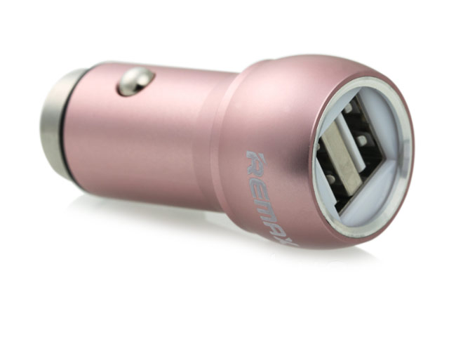 Зарядное устройство Remax Car Charger RCC205 универсальное (автомобильное, 2.4A, 2xUSB, розовое)