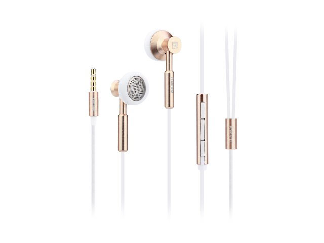 Наушники Remax Metal Earphone RM-305M (золотистые, пульт/микрофон, 20-20000 Гц)