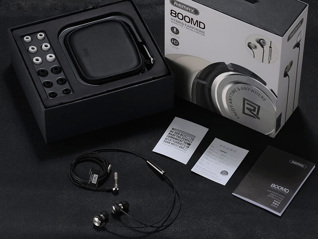 Наушники Remax Hybrid Earphone RM-800MD (черные, пульт/микрофон, 9.2 мм)