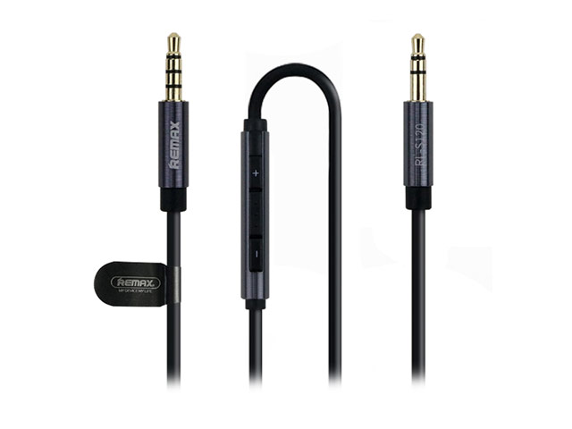 AUX-кабель Remax Smart Audio Cable S120 (черный, 1.2 м, разъемы 3.5 мм, пульт/микрофон)