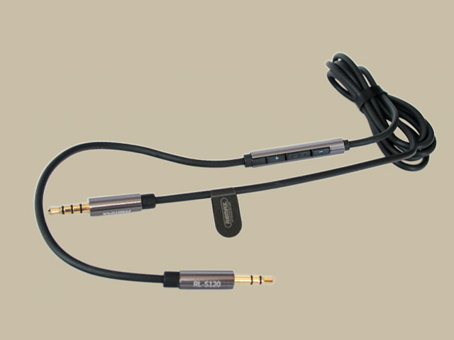 AUX-кабель Remax Smart Audio Cable S120 (черный, 1.2 м, разъемы 3.5 мм, пульт/микрофон)