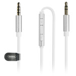 AUX-кабель Remax Smart Audio Cable S120 (белый, 1.2 м, разъемы 3.5 мм, пульт/микрофон)