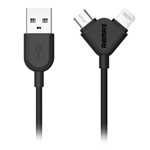 USB-кабель Remax Souffle Data Cable (Lightning, microUSB, 1 м, черный)