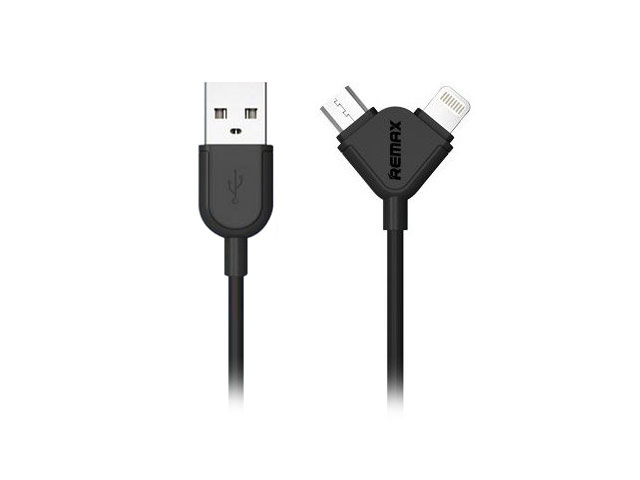 USB-кабель Remax Souffle Data Cable (Lightning, microUSB, 1 м, черный)