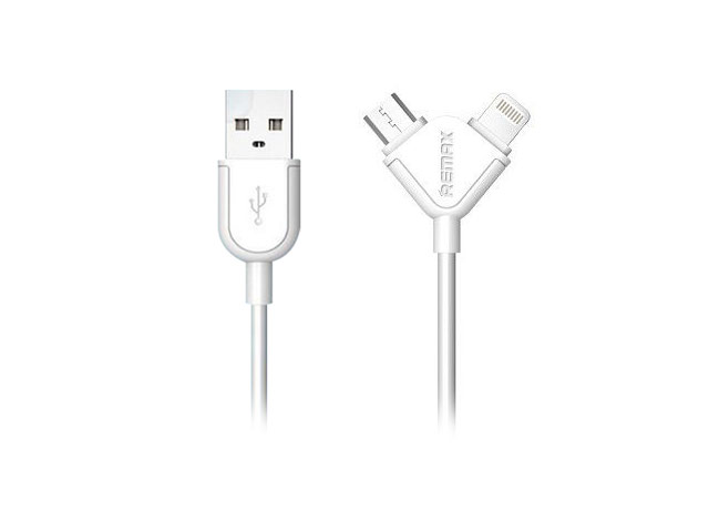 USB-кабель Remax Souffle Data Cable (Lightning, microUSB, 1 м, белый)