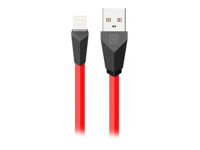 USB-кабель Remax Aliens Data Cable (Lightning, 1 м, плоский, красный/черный)