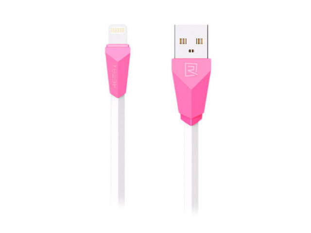 USB-кабель Remax Aliens Data Cable (Lightning, 1 м, плоский, белый/розовый)