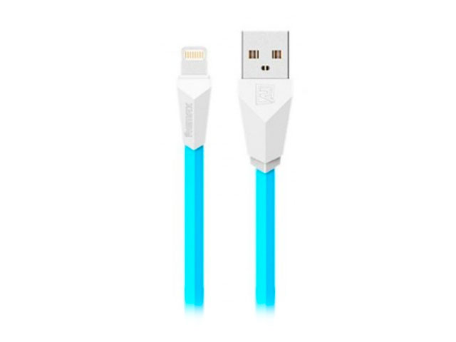 USB-кабель Remax Aliens Data Cable (Lightning, 1 м, плоский, белый/голубой)