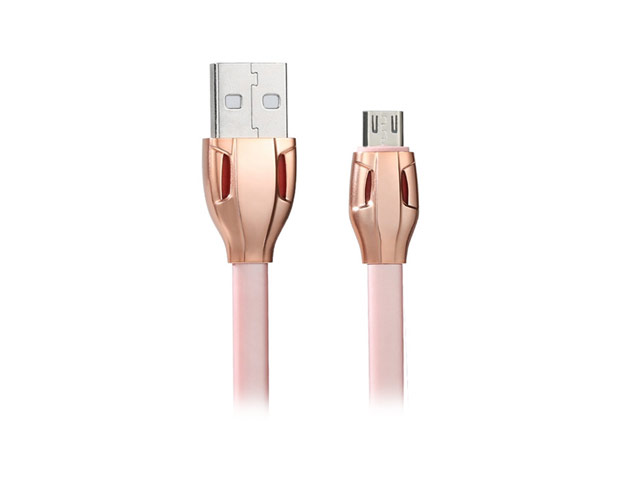 USB-кабель Remax Laser Cable (microUSB, 1 м, плоский, розовый)