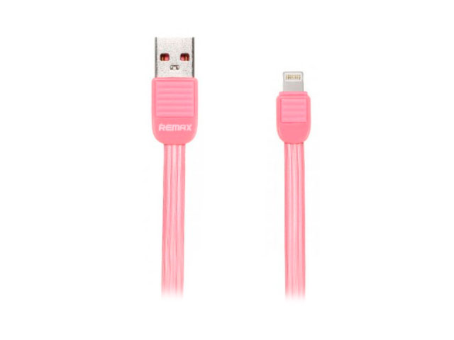 USB-кабель Remax Puff Cable (Lightning, 1 м, плоский, розовый)