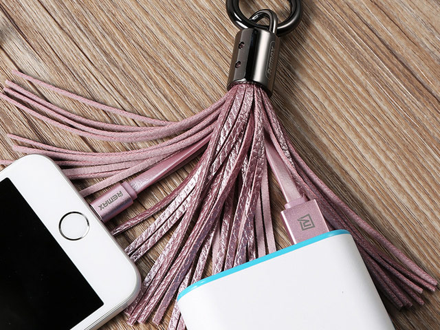 USB-кабель Remax Tassels Ring Cable (Lightning, 0.2 м, брелок, розовый)