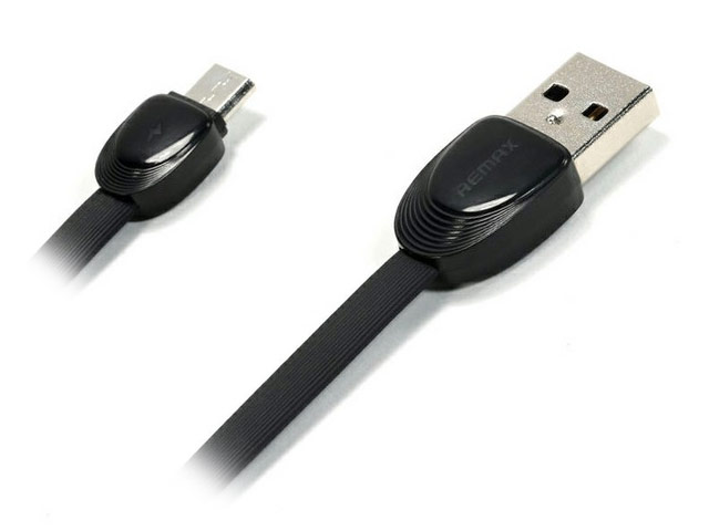 USB-кабель Remax Shell Cable (microUSB, 1 м, плоский, черный)