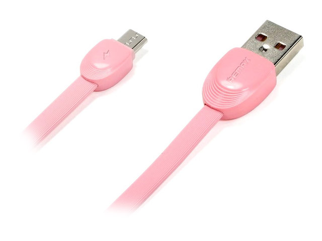 USB-кабель Remax Shell Cable (microUSB, 1 м, плоский, розовый)