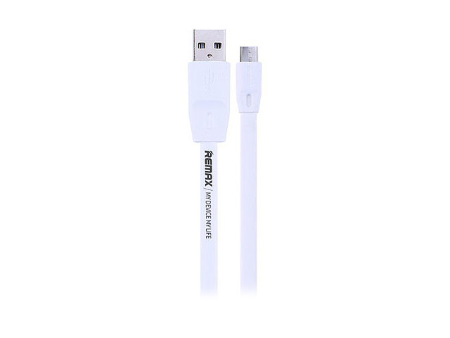 USB-кабель Remax Full Speed Data Cable (microUSB, 1 м, плоский, белый)