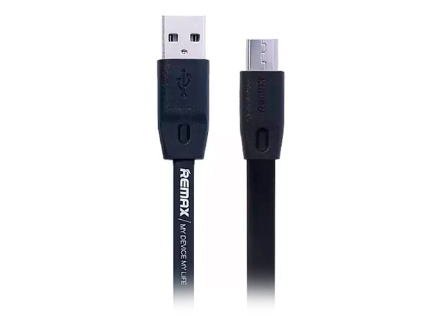 USB-кабель Remax Full Speed Data Cable (microUSB, 2 м, плоский, черный)