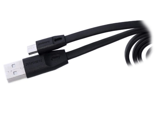 USB-кабель Remax Full Speed Data Cable (microUSB, 2 м, плоский, черный)