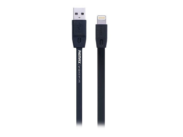 USB-кабель Remax Full Speed Data Cable (Lightning, 1.5 м, плоский, черный)