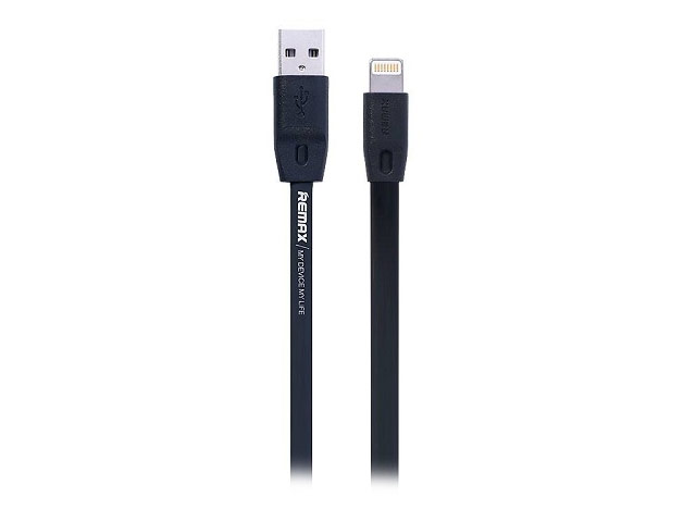 USB-кабель Remax Full Speed Data Cable (Lightning, 1 м, плоский, черный)