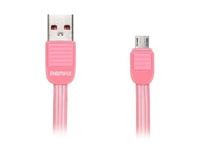 USB-кабель Remax Puff Cable (microUSB, 1 м, плоский, розовый)