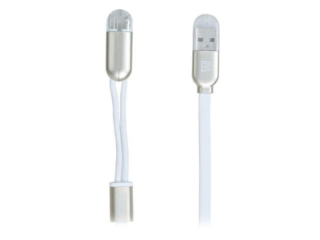 USB-кабель Remax Gemini 2-in-1 Cable (Lightning, microUSB, 1 м, белый)