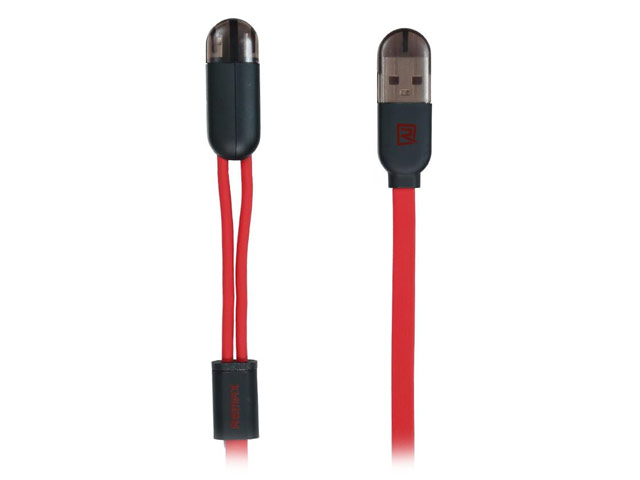 USB-кабель Remax Gemini 2-in-1 Cable (Lightning, microUSB, 1 м, красный)