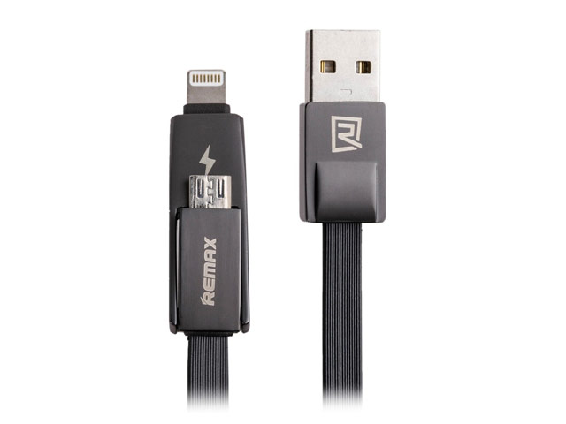 USB-кабель Remax Strive 2-in-1 Cable (Lightning, microUSB, 1 м, черный)