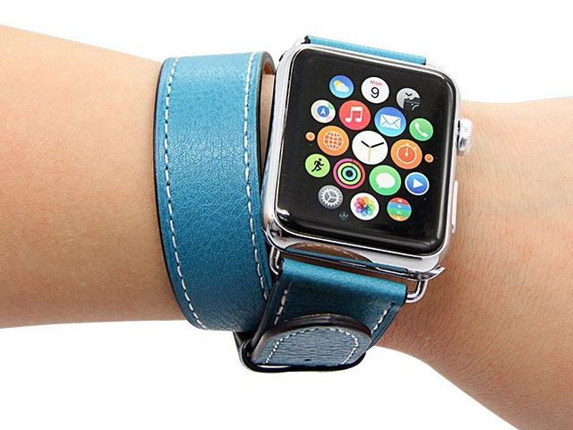 Ремешок для часов Synapse Double Tour Band для Apple Watch (38 мм, синий, кожаный)