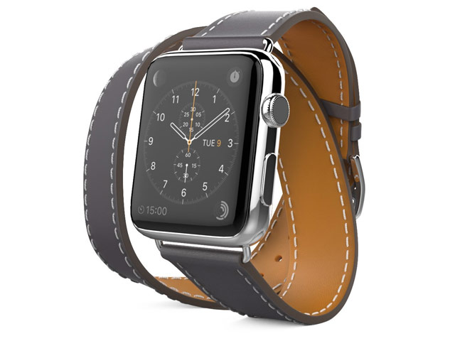 Ремешок для часов Synapse Double Tour Band для Apple Watch (38 мм, серый, кожаный)