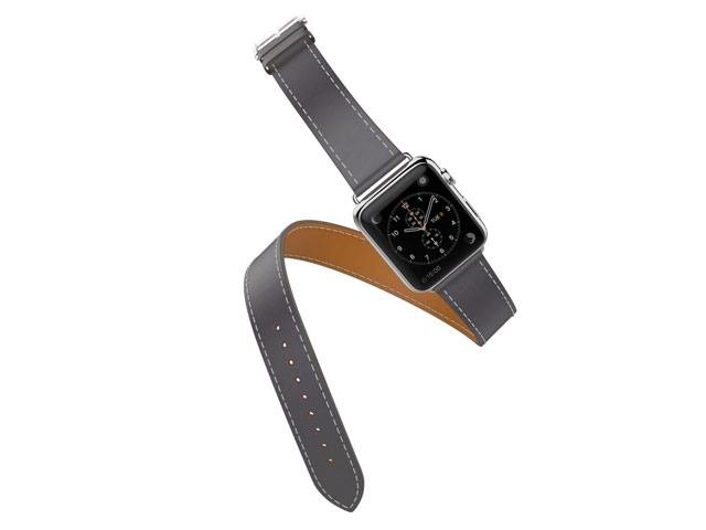 Ремешок для часов Synapse Double Tour Band для Apple Watch (38 мм, серый, кожаный)