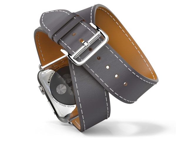 Ремешок для часов Synapse Double Tour Band для Apple Watch (42 мм, серый, кожаный)